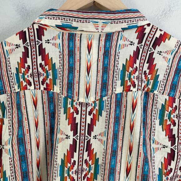 Back In The Saddle Womens Plus 3X Western Pearl Snap Shirt Aztec Cowgirl Rodeo - Picture 7 of 8
